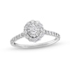 1.00 CT. Oval Diamond Double Framed Engagement Ring in 14K White Gold (I/I2)