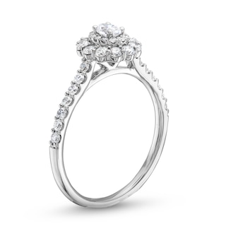 1.00 CT. Oval Diamond Double Framed Engagement Ring in 14K White Gold (I/I2)