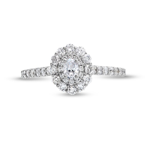 1.00 CT. Oval Diamond Double Framed Engagement Ring in 14K White Gold (I/I2)