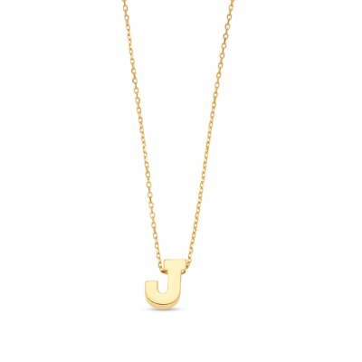 Uppercase Block "J" Initial Pendant in 10K Gold