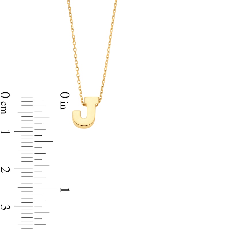 Uppercase Block "J" Initial Pendant in 10K Gold