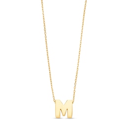 Uppercase Block &quot;M&quot; Initial Pendant in 10K Gold