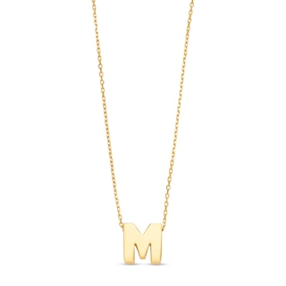 Uppercase Block "M" Initial Pendant in 10K Gold