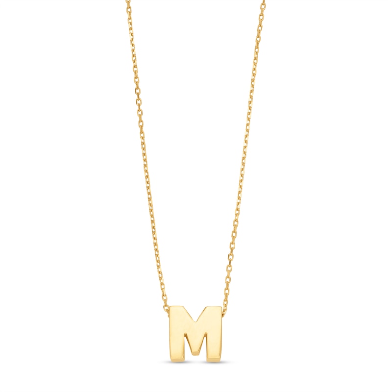 Uppercase Block "M" Initial Pendant in 10K Gold|Peoples Jewellers