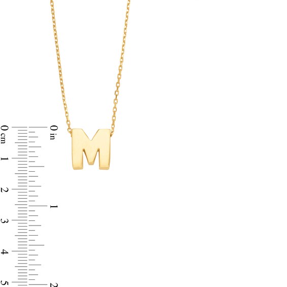 Uppercase Block "M" Initial Pendant in 10K Gold