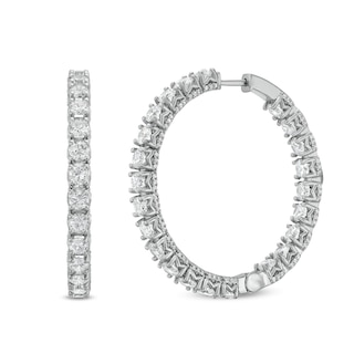 Italian Gold 10.00 CT. T.W. Certified Inside-Out Hoop Earrings in 18K White Gold (I/SI2)