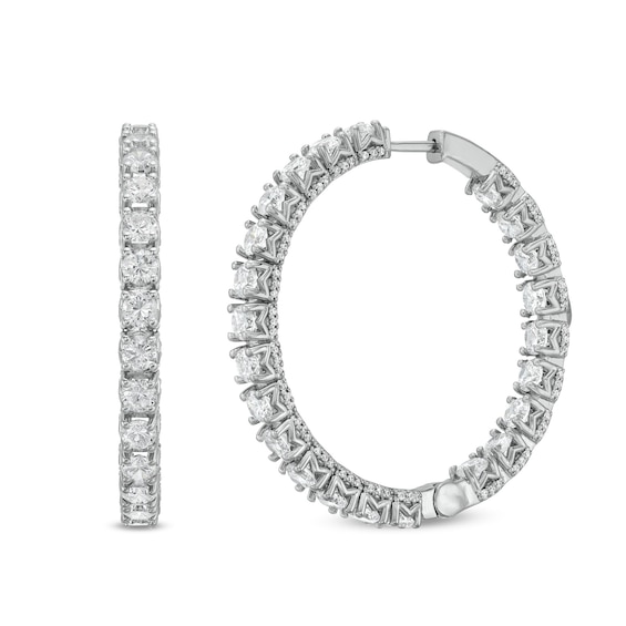 Italian Gold 10.00 CT. T.W. Certified Inside-Out Hoop Earrings in 18K White Gold (I/SI2)