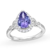 Thumbnail Image 0 of Monique Lhuillier Bliss Pear-Shaped Tanzanite and 0.36 CT. T.W. Frame Engagement Ring in 14K White Gold