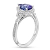 Thumbnail Image 2 of Monique Lhuillier Bliss Pear-Shaped Tanzanite and 0.36 CT. T.W. Frame Engagement Ring in 14K White Gold