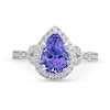 Thumbnail Image 3 of Monique Lhuillier Bliss Pear-Shaped Tanzanite and 0.36 CT. T.W. Frame Engagement Ring in 14K White Gold