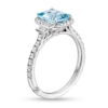 Monique Lhuillier Bliss Emerald-Cut Aquamarine and 0.45 CT. T.W. Frame Engagement Ring in 14K White Gold