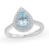 Thumbnail Image 0 of Monique Lhuillier Bliss Pear-Shaped Aquamarine and 0.45 CT. T.W. Double Frame Engagement Ring in 14K White Gold