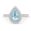 Thumbnail Image 3 of Monique Lhuillier Bliss Pear-Shaped Aquamarine and 0.45 CT. T.W. Double Frame Engagement Ring in 14K White Gold