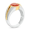 Bezel-Set Oval Red Agate Solitaire Split Shank Ring in Sterling Silver and 10K Gold