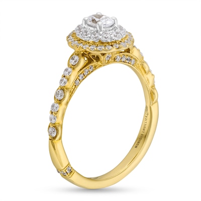 Monique Lhuillier Bliss 0.69 CT. T.W. Diamond Oval Double Frame Engagement Ring in 18K Gold