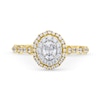 Thumbnail Image 3 of Monique Lhuillier Bliss 0.69 CT. T.W. Diamond Oval Double Frame Engagement Ring in 18K Gold