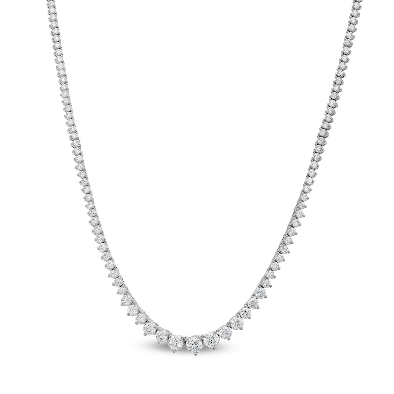 Italian Gold 7.00 CT. T.W. Diamond Graduated Riviera Tennis Necklace in 18K White Gold - 16"|Peoples Jewellers