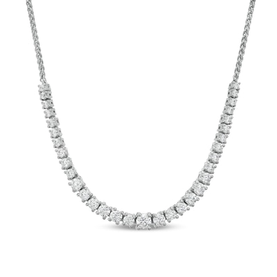 Italian Gold 2.00 CT. T.W. Certified Graduated Bolo Necklace in 18K White Gold (I/SI2) - 28"