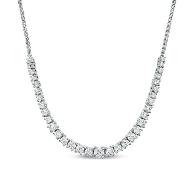 Italian Gold 2.00 CT. T.W. Certified Graduated Bolo Necklace in 18K White Gold (I/SI2) - 28"|Peoples Jewellers