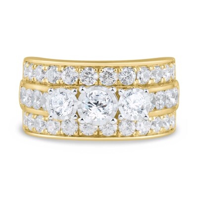 2.95 CT. T.W. Diamond Past Present Future® Miracle Stepped Edge Triple Row Engagement Ring in 14K Gold