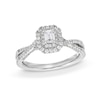 0.75 CT. Emerald-Cut Canadian Certified Diamond Double Framed Engagement Ring in 14K White Gold (I/SI2)