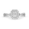 0.75 CT. Emerald-Cut Canadian Certified Diamond Double Framed Engagement Ring in 14K White Gold (I/SI2)