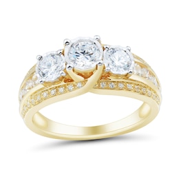 1.45 CT. T.W. Diamond Past Present Future® Miracle Triple Row Engagement Ring in 14K Gold