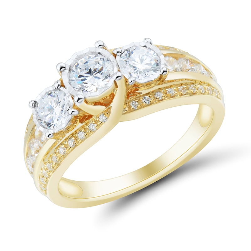 1.45 CT. T.W. Diamond Past Present Future® Miracle Triple Row Engagement Ring in 14K Gold|Peoples Jewellers