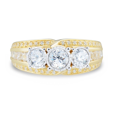 1.45 CT. T.W. Diamond Past Present Future® Miracle Triple Row Engagement Ring in 14K Gold