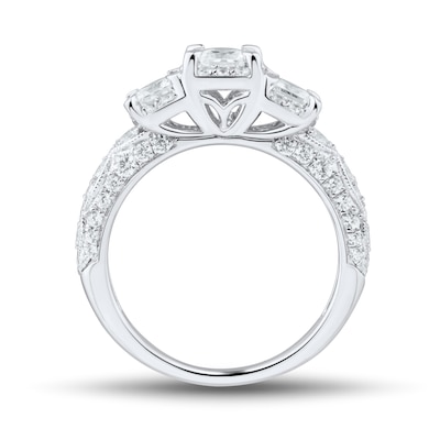 1.45 CT. T.W. Princess-Cut Diamond Past Present Future® Cushion Frame Engagement Ring in 14K White Gold