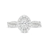 Vera Wang Love Collection 0.95 CT. T.W. Oval Diamond Double Frame Twist Shank Engagement Ring in 14K White Gold