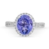 Thumbnail Image 3 of Monique Lhuillier Bliss Oval-Shaped Tanzanite and 0.29 CT. T.W. Diamond Framee Engagement Ring in 14K White Gold (I/I1