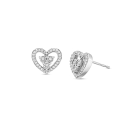 0.15 CT. T.W. Diamond Heart Stud Earrings in Sterling silver