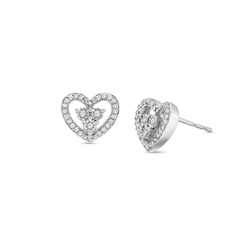 0.15 CT. T.W. Diamond Heart Stud Earrings in Sterling silver | Peoples ...