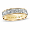 Men's 6.0mm Engravable Argyle Pattern Satin-Finish Comfort-Fit Wedding Band in 10K Two-Toned Gold (1 Line)