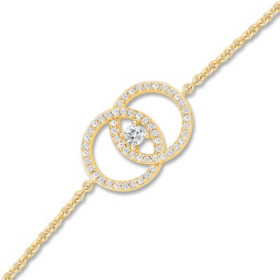 0.29 CT. T.W. Diamond Intertwined Double Circle Bolo Bracelet in 10K Gold - 9"