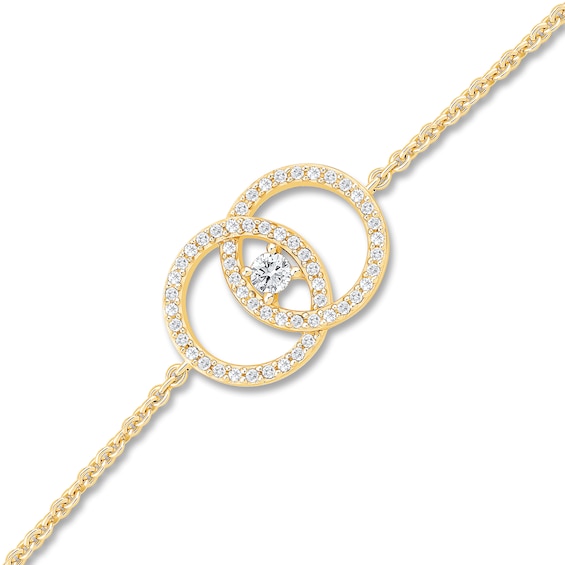 0.29 CT. T.W. Diamond Intertwined Double Circle Bolo Bracelet in 10K Gold - 9"