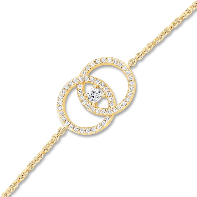 0.29 CT. T.W. Diamond Intertwined Double Circle Bolo Bracelet in 10K Gold - 9"|Peoples Jewellers
