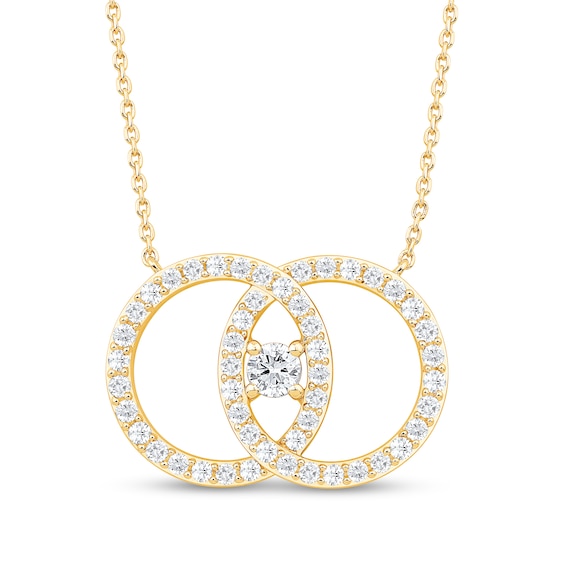 0.95 CT. T.W. Diamond Interlocking Circles Necklace in 10K Gold