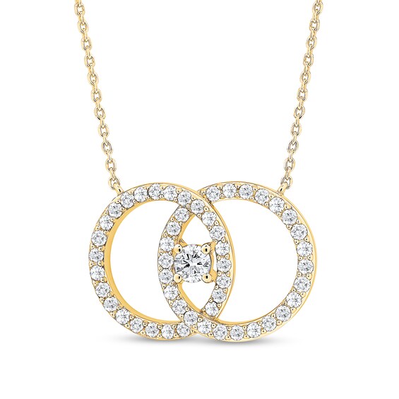 0.95 CT. T.W. Diamond Interlocking Circles Necklace in 10K Gold