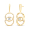 Thumbnail Image 1 of 0.085 CT. T.W. Diamond Solitaire Intertwined Double Circle Drop Earrings in 10K Gold