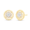 Thumbnail Image 1 of 0.18 CT. T.W. Multi-Diamond Beaded Circle Frame Stud Earrings in 10K Gold