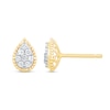 Thumbnail Image 0 of 0.23 CT. T.W. Pear-Shaped Multi-Diamond Bead Frame Stud Earrings in 10K Gold