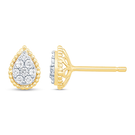 0.23 CT. T.W. Pear-Shaped Multi-Diamond Bead Frame Stud Earrings in 10K Gold