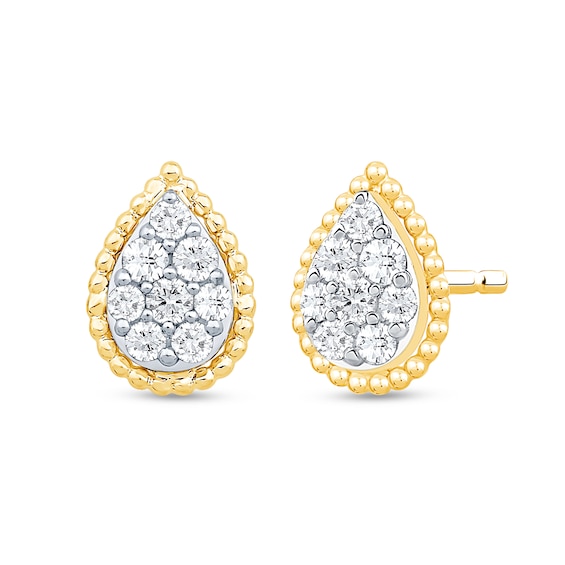 0.23 CT. T.W. Pear-Shaped Multi-Diamond Bead Frame Stud Earrings in 10K Gold