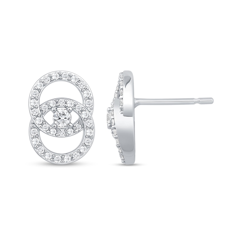 0.45 CT. T.W. Diamond Interlocking Circles Stud Earrings in 10K White Gold