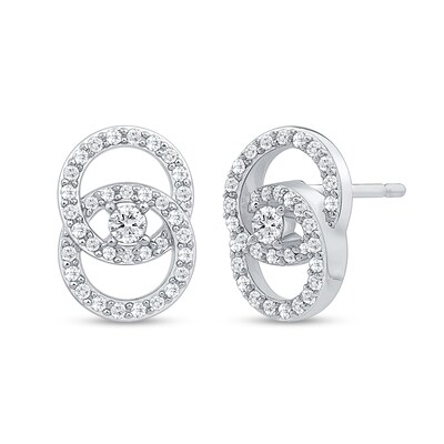 0.45 CT. T.W. Diamond Interlocking Circles Stud Earrings in 10K White Gold