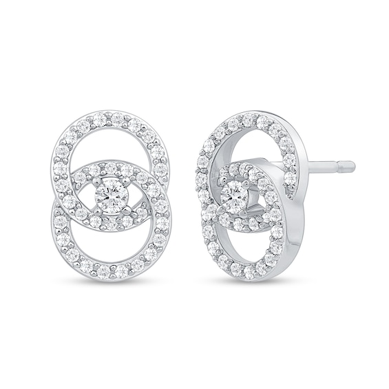 0.45 CT. T.W. Diamond Interlocking Circles Stud Earrings in 10K White Gold