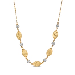 Bead Station Necklace in Hollow 18K Two Tone Gold