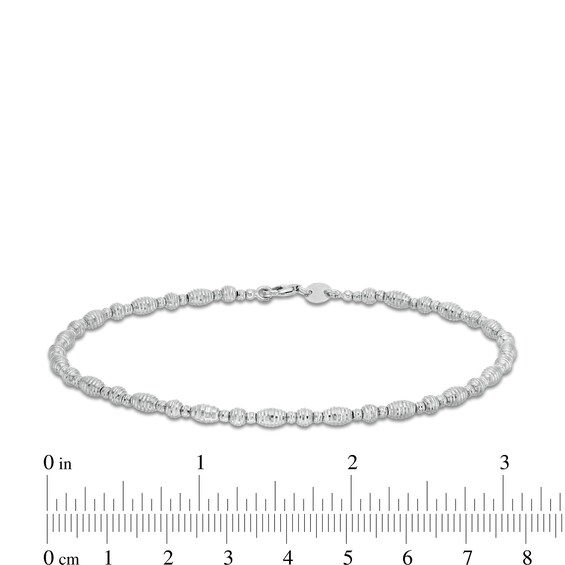 Diamond-Cut Bead Bracelet in Hollow 18K White Gold